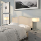 Flash Furniture Lexington Upholstered Full Size Headboard with Accent Nail Trim - Beige Fabric-Beige Fabric Upholstery