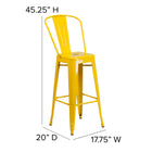 Flash Furniture 30" High Yellow Metal Indoor-Outdoor Barstool with Back-Galvanized Steel Construction