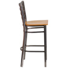 Flash Furniture HERCULES Series Clear Coated Ladder Back Metal Restaurant Barstool - Natural Wood Seat - 2 Pack-Natural Finished Wood Seat