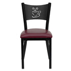 Flash Furniture HERCULES Series Black Coffee Back Metal Restaurant Chair - Burgundy Vinyl Seat - 2 Pack-Set of 2 Metal Dining Chairs