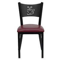 Flash Furniture HERCULES Series Black Coffee Back Metal Restaurant Chair - Burgundy Vinyl Seat - 2 Pack-Set of 2 Metal Dining Chairs