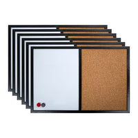Office Works Half White-Cork Bulletin Board - 16" x 24" - Black - 6 Pieces-Set: comes with two round metal hangers for easy horizontal and vertical wall display
