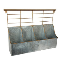 Truu Design Farmhouse Modern Collection, 4-Pocket Storage with Rack, 22 x 5.5 inches, Industrial Silver-Measurement: 22” x 15.5” in dimensions