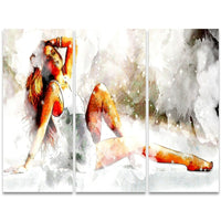 Designart Lay Back and Relax 3-Panel Sensual Canvas Art Print, (PT2927-36 - 28)-Print