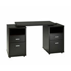 Brassex Office Desk with Expandable Side & Castors - Dark Cherry-2 storgae drawers