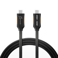 j5Create JUCX27L12 USB4 40Gbps Full-Featured USB-C Coaxial Cable - Black/Orange-8K ULTRA HD
