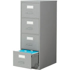 Staples Vertical Letter File Cabinet, 4 Drawer, Grey-Full-width designer drawer pulls for easy opening