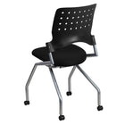 Flash Furniture HERCULES Series Ladder Back Mahogany Wood Restaurant Chair - Black Vinyl Seat - 2 Pack-Perforated Plastic Back allows air circulation