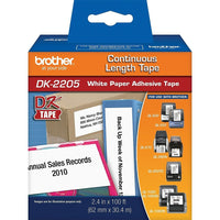 Brother DK2205 Continuous Length Paper Label - 2-1/2" - Black on White-Black on white paper labels