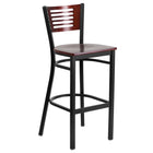 Flash Furniture HERCULES Series Black Slat Back Metal Restaurant Barstool - Mahogany Wood Back & Seat-500 lb. Weight Capacity