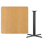 Flash Furniture 42" Square Natural Laminate Table Top with 33" x 33" Bar Height Table Base-Natural Laminate Top