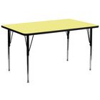 Flash Furniture 30"W x 72"L Rectangular Yellow Thermal Laminate Activity Table - Standard Height Adjustable Legs-Popular Rectangular Activity Table