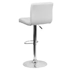 Flash Furniture Contemporary White Quilted Vinyl Adjustable Height Barstool with Chrome Base-Quilted Design Covering