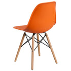 Flash Furniture Elon Series Orange Plastic Chair with Wooden Legs-Polypropylene Molded Structure