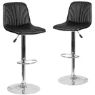 Flash Furniture Contemporary Vinyl Adjustable Height Barstool with Embellished Stitch Design and Chrome Base - Black - 2 Pack-Mid-Back Design