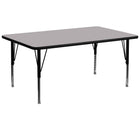 Flash Furniture 30"W x 72"L Rectangular Grey Thermal Laminate Activity Table - Height Adjustable Short Legs-Popular Rectangular Activity Table