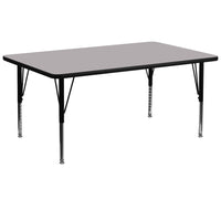 Flash Furniture 30"W x 72"L Rectangular Grey Thermal Laminate Activity Table - Height Adjustable Short Legs-Popular Rectangular Activity Table