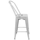 Flash Furniture Commercial Grade 24" High Silver Metal Indoor-Outdoor Counter Height Stool with Back-Seat Drain Hole assists in drying