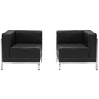 Flash Furniture HERCULES Imagination Series Black LeatherSoft 2 Piece Corner Chair Set-Add on pieces as your business grows
