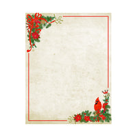Geographics Poinsettia & Cardinal Letterhead - Red Foil - 8.5" x 11" - 40 Pack-8.5" x 11"