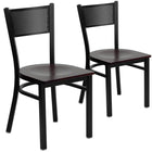 Flash Furniture HERCULES Series Black Grid Back Metal Restaurant Chair - Mahogany Wood Seat - 2 Pack-Grid Back Design