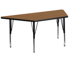Flash Furniture 30''W x 60''L Trapezoid Activity Table with Thermal Fused Top and Height Adjustable Pre-School Legs, Oak-Oak Laminate