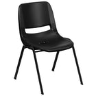 Flash Furniture – Chaise ergonomique Hercules, empilable, cadre noir, siège de 14 po, noir-Capacité de poids de 440 lb