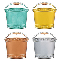 TREND enterprises Inc. I Love Metal Buckets Classic Accents Variety Pack - 36 Pack-Diecut decorative paper shapes for displays, crafts, instructional activities, and messages