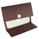 St. James Document/Certificate Holders - Gold Award Seal with Gold Ribbon - Brown - 5 Pack-Easy to insert any letter size (8-1/2" x 11") documents into the die-cut corner slots