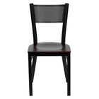 Flash Furniture HERCULES Series Black Grid Back Metal Restaurant Chair - Mahogany Wood Seat - 2 Pack-Set of 2 Metal Dining Chairs