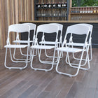Flash Furniture HERCULES Series Heavy Duty Plastic Folding Chair with Built-in Ganging Brackets - White-White Powder Coated Frame Finish with Floor Protector Caps