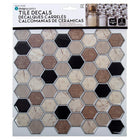 CTG Brands Hexagon Wall Tile, 10" x 10", Grey Stone, 6 Pack-Versatile: use the peel and stick backsplash wallpaper for kitchen sink walls, bathroom backsplash, bedroom walls, laundry room, staircase, or on any other flat surfaces that are non-porous surfaces