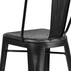 Flash Furniture Commercial Grade 30" High Distressed Black Metal Indoor-Outdoor Barstool with Back-Cross Brace under seat provides extra stability