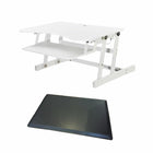 Rocelco 32" Adjustable Sit/Stand Laptop Desk Riser with Anti Fatigue Mat - White-Adjustable Desk Riser sits on desk and suppors a monitor, keyboard and laptop.