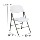 Flash Furniture HERCULES Series 330 lb. Capacity White Plastic Folding Chair with Grey Frame-Protective Floor Caps