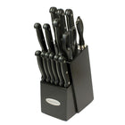 Oceanstar KS1194 Contemporary 15-Piece Knife Set with Block, Elegant Black-Santoku knife with air pocket for easy food release.