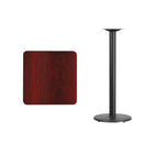 Flash Furniture 24'' Square Laminate Table Top, Mahogany with 18'' Round Bar-Height Table Base (XUMA2424TR18B)-Mahogany Laminate Top
