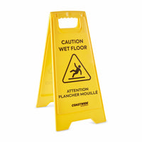 Coastwide Professional Double-Sided Bilingual Caution Floor Sign-Folds for easy storage