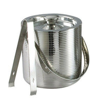Elegance 6" Stainless Steel Lines Ice Bucket with Tongs-Material: Metal