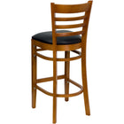 Tabourets de bar de la série HERCULES | Ensemble de 2 tabourets de bar en bois de cerisier avec dossier et sièges rembourrés-Ensemble de 2 tabourets de bar avec dossier