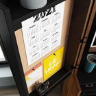 Sauder - 430053 Harvey Park Computer Cabinet - Grand Walnut-Left door features cork bulletin board.