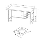 Monarch Specialties 7485 48" Computer Desk - 55"L/Brown Reclaimed Wood/Black Metal-Sturdy black metal base in a simple modern style