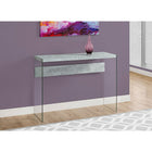 Monarch Specialties - 3232 Table D'Appoint - 44 po L/Gris Cimente/Verre Trempe-Dimensions : 32 x 44 x 16 (po)