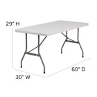 Flash Furniture 30"W x 60"L Granite Plastic Folding Table, White-1.75'' Thick Granite White Table Top