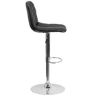 Flash Furniture Contemporary Vinyl Adjustable Height Barstool with Embellished Stitch Design and Chrome Base - Black - 2 Pack-Black Vinyl Upholstery