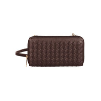 Karla Hanson RFID Blocking Ellie Woven Crossbody Phone Wallet, Mahogany-Woven Crossbody Phone Wallet