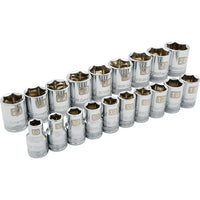 Dynamic Tools 1/2" Drive 19 Piece 6 Point Standard, Metric Socket Set, 10mm - 28mm-Contains: 10, 11, 12, 13, 14, 15, 16, 17, 18, 19, 20, 21, 22, 23, 24, 25, 26, 27, 28mm