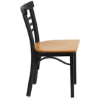 Chaise de restaurant de la série HERCULES en métal noir avec dossier échelle à trois lattes - Siège en bois naturel-Siège en bois fini naturel