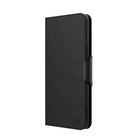 AXS - 2-en-1 etui vegan cuir vegetalien LUXFolio+ magnetique pour+ Apple iPhone 12/12 Pro, Noir-Folio muni de trois fentes pour cartes, argent comptant et factures.