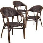 Flash Furniture Milano Series Rattan Restaurant Patio Chair with Red Bamboo-Aluminum Frame - Dark Brown-Stack Quantity: 9